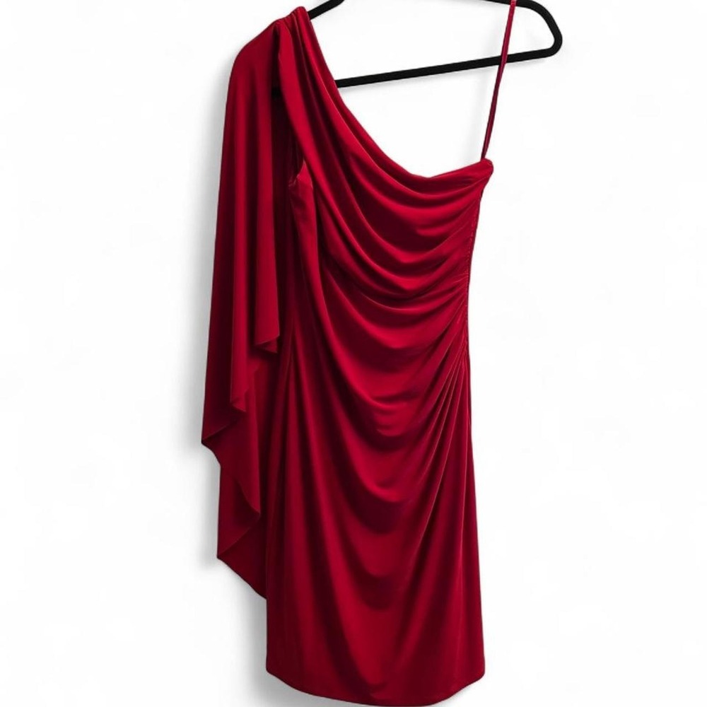 Lauren Ralph Lauren One Shoulder Draped Dress with Ruching Women's Size 10